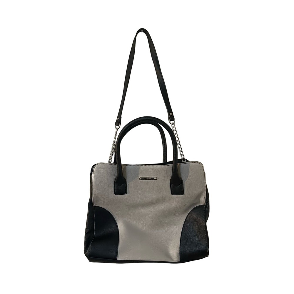 Nine West Gray and Black Pleather Shoulder Bag